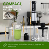 WHUTO Cordless Immersion Hand Blender, 5-in-1 Variable Speed blender handheld,Rechargeable with 2000mAh Battery, BPA-Free & Dishwasher-Safe Accessories:700ml Beaker,Chopper,Whisk & Milk Frother,Ink