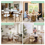 POVISON Round Dining Table for 4, 51" Glossy White Sintered Stone Top Dining Table with Bronze Carbon Steel Pedestal, Modern Dining Room Table for Kitchen, Living Room (Table Only)
