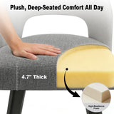 BONBEUR Swivel Bar Stools Set of 4, Moden Counter Height Stools with Upholstered Linen Back & Solid Rubberwood Legs, 26 Inch Counter Stools for Kitchen Island, Grey