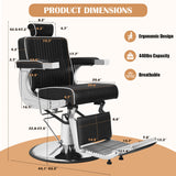 Hicomony Heavy Duty Barber Chair Hydraulic Hair Salon Chairs for Hair Stylist Tattoo Armchair Beauty Equipment Black Silver