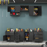 Metal Garage Storage Cabinets System, 7-Pcs Workshop Tool Cabinet Set,Black