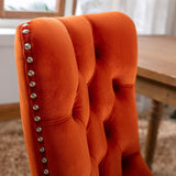 MOOLSUN Velvet Dining Chairs Set of 8, High Back Side Chairs, Modern Padded High-End Tufted Upholstered Chairs with Button-Tufted Back & Rear Pull Tabs, Solid Wood Legs E-Orange(Solid Wood Legs)