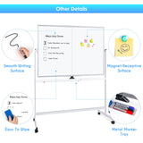 maxtek Rolling Whiteboard, 48x36 Large Magnetic White Board with Stands, Big Double-Sided White Board Dry Erase on Wheels for Homeschool, Home Office, Office, School (Silver, 48 x 36) maxtek