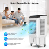 ROVSUN 7.9Gal Portable Swamp Cooler, 2300CFM Evaporative Air Cooler with Auto Oscillating, Remote, 3 Speeds, 12H Timer & 4 Ice Packs, 3-IN-1 Humidifying Cooling Fan Indooor Outdoor Patio Garage