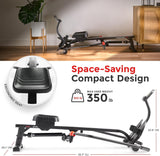 Sunny Health & Fitness Smart Compact Full Motion Rowing Machine, Full-Body Workout, Extra-Long Rail, 350 LB Weight Capacity