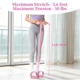 Pedal Resistance Bands with Handles, Upgrade 6-Tubes Manual Tension Training Pedal, Natural Rubber Foot Pedal Resistance Bands (Pink)