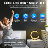 Smart LED Table Lamp, 4-in-1 Wireless Charger, Night Light, Alarm Clock, Bluetooth Speaker with App Control, Bedside Lamp with Charging Station for Bedroom, Office, Home Decor, Teen Girls Boys Gifts