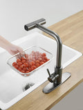 Kitchen Faucets with Pull Down Sprayer,Waterfall Kitchen Sink Faucet,Commercial Utility Stainless Steel Kitchen Faucets,Single Handle Kitchen Sink Faucet with Pull Down Sprayer for 3 Function,Grey
