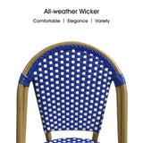 PURPLE LEAF French Bistro Armless Chairs Set of 2, Bamboo Finish, Blue