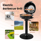 HAPPYGRILL 1600W Electric Grill Outdoor, Portable BBQ Grill with Warming Tray, Removable Non-Stick Grill Rack, Adjustable Temperature& Oil Drip Tray for Patio, Camping, Picnic (Balck)