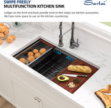 Sarlai 32 Undermount Sink Black Stainless - 32" x19" Kitchen Sink Ledge Workstation Gunmetal Black 16 Gauge Stainless Steel Deep Single Bowl Under Counter Rectangular Sinks Basin
