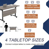 Rolling Mobile Conference Tables Wheeled Folding Modular, for School Classroom, Meeting, Training Seminar, Office Library, 47.2IN Grey 6