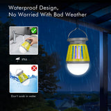 Solar Bug Zapper Outdoor Waterproof, Portable Mosquito Zapper, 2-in-1 Cordless & Rechargeable Bug Zapper with LED Light for Home, Camping, Patio, Yard, Pool (Green)
