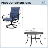 MFSTUDIO 7 Piece Outdoor Dining Set, Round Table & Swivel Chairs, Navy Blue