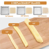 French Fry Cutter Stainless Steel Potato Cutter Commercial Vegetable Fruit Chopper with 1/2'', 3/8'', 1/4'' Blades Potato Dicer uyoyous