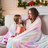 NEWCOSPLAY Super Soft Faux Fur Throw Blanket for Couch Light Rainbow Sherpa Fuzzy Plush Warm Blanket for Sofa Bed (Light Rainbow, Throw(40"x50"))