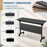 QXYXSM Folding Conference Table, Conference Room Table with Modesty Panel, Flip Top Mobile Training Table, Modular Rolling Meeting Tables for Training Room, Seminar(6, Deep Iron Gray, 47.2in