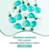 H&D HYALINE & DORA 3Inch Crystal Suncatcher Bauhinia Prisms Pendants 10Pcs Chandelier Crystals Replacement Hanging Sun Catcher Beads for DIY Arts Crafts Decor (Cyan Blue)