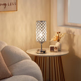 Hong-in Crystal Lamp Touch Control Set of 2, Sliver Crystal Table Lamps with USB C+A Ports & AC Outlet, 3-Way Dimmable Nightstand Touch Lamp, Modern Bedside Table Lamp for Bedroom(Bulbs Included)