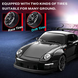 ACAMMZAR RC Drift Car, 1:24 Remote Control Car for Kids, 20KM/H 4WD High Speed RC Cars with Lights, Extra Racing Tires, Vehicle for Adults Boys Girls, Black