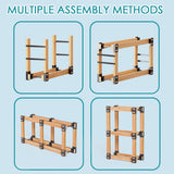 Eibikdi Firewood Rack Outdoor, Adjustable Length Wood Storage Brackets Kit, Log Stacking Stand Holder for Outdoor Indoor Fireplace, Wood Burning Fire Pits, Black, Set of 4