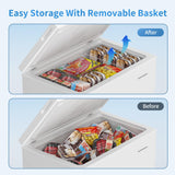 BANGSON 7.1 Cu.Ft Chest Freezer, Deep Freezer with Adjustable Thermostat, Top Open Door Freezer with Removable Basket, Quiet Operation, Ideal for Kitchen/Apartment/Office