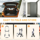 3 in 1 Shopping Cart, Foldable Hand Truck with 6 Wheels, 110 lbs Grocery Cart