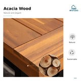 MFSTUDIO Outdoor Garden Bench 63", Acacia Wood Dining Bench, Teak, 2 Pack