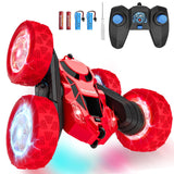 Hamdol Remote Control Car for Kids Ages 6-12, 4WD RC Stunt Car with LED Lights & 360° Flips, 2.4GHz Fast Electric Toy Vehicle, Upgraded Battery, Birthday for Boys Ages 8-10