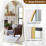 Koonmi 34"x76" Arched Full Length Mirror, Gold Large Floor Mirror with Aluminum Alloy Frame, Standing, Hanging or Leaning Wall-Mounted Vanity Mirror for Living Room and Bedroom