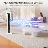 Antarctic Star 37-Inch Bladeless Portable Tower Fan 80°Oscillating,Quiet Cooling with 12H Timer Remote Control, 6 Speed, 4 Modes, LED Display,Standing Fan Powerful for Bedroom Office Dorm,Black White