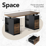 55" Standing Desk with Drawers, Executive Electric Height Adjustable Stand Up Desk with Storage