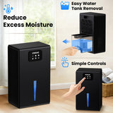 OWAAE Dehumidifier, 1000 sq.ft Quiet Dehumidifiers for Home Bedroom Bathroom Basement with 95oz Water Tank, Sleep Mode, Auto Shut-Off 7 Colors LED Light, Black