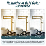 Brass Folding Pot Filler Faucet, Gold Kitchen Faucet with Double Joint Swing Arms