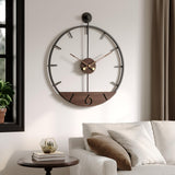 Large Wall Clock 30 Inch, Modern Farmhouse Wall Clock Battery Operated for Living Room Decor, Walnut Wood Dial with Black Metal Frame, Silent Non Ticking Wall Clock for Kitchen, Office, Bedroom