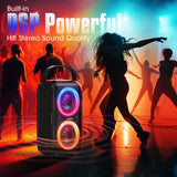 W-KING 180W Peak Bluetooth Speaker, 80W Party Portable Speaker Bluetooth Wireless Boom Box/4 Drivers with 2*Subwoofer/Deep Bass Tube, IPX5 Big Loud Large Speaker/Huge 105dB Sound/24H/EQ/U-Disk/TF/AUX W-KING