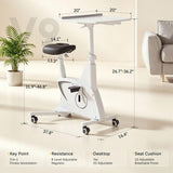 FLEXISPOT Exercise Bike with 2D Desktop, Space Saving Under Desk Bike with Removable Desk, Stationary Bikes Upright Indoor Bikes with 8 Level Magnetic Resistance Upgraded Pro Flywheel, V9 White