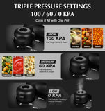KOCH SYSTEME CS Stainless Steel Pressure Cooker 6.3 QT, Olla de Presion, Easy One-Press Lock, 3 PSI Settings Stovetop Pressure Cookers, Save 70% Time, Induction Compatible, Glass Lid & Steamer Rack