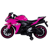 Electric Ride-On Motorcycle for Kids with 12V Motor, Training Wheels, Manual Throttle, Light Up Wheels, Music Player & Headlights - Ages 3-6 (Pink + Plastic + 50-99 pounds)