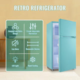 WANAI 3.5 Cu.Ft Mini Fridge with Freezer, Freestanding Refrigerator for Office, Dorm, Apartment, 7-Level Adjustable Thermostat, 2 Removable Shelves and Bakset, Small Fridge in Blue