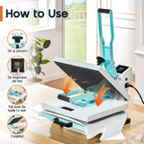 2-in-1 Heat Press, 15x15 Industrial Digital Sublimation Machine for T-Shirts