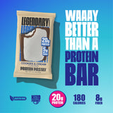 Legendary Foods 22g Protein Pastry 0g Added Sugar, Low Carb, Gluten Conscious, Keto Snack, Ideal for Glucose Management, Includes Whey Protein Isolate, 8 Pack Cookies and Cream