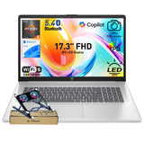 HP 17.3” FHD IPS LED Anti-Glare 300 nits Laptop, AMD Ryzen 5 7430U 6-core CPU, 8GB RAM, 512GB Storage, Webcam w/Shutter, Microsoft Copilot Key, Wi-Fi 6, BT 5.4, Win11H, w/Laptop Cooler, 17-cp3000