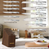 Astercook Knife Set, 15-Piece Kitchen Knife Sets with Built-in Sharpener Block, German High Carbon Stainless Steel Knives, Dishwasher Safe, Ergonomic Full-Tang Handle, Perfect Holiday Gifts