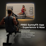 Sunny Health & Fitness Premium Smart Air & Magnetic Resistance Rowing Machine, Foldable Long Silding Rail Exercise Rower for Home Training