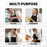 Adjustable Bib Apron 100% Polyester Kitchen Aprons Waterdrop Resistant Aprons with Adjustable Strap, Pockets & Long Ties