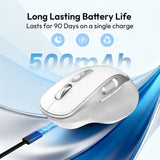 Bnnwa Rechargeable Wireless Mouse with Side Scroll Bluetooth Mouse -White