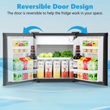 Electactic 1.7 Cu.ft Mini Fridge with Freezer, Compact Refrigerator, Single Reversible Door, Ultra Quiet, Black