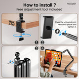 Urmust Tablet Stand for Desk, Adjustable iPad Holder for Bed, 4.7"-15.6"