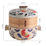 HMWOKPOT Japanese Casserole Pot with Handles for Cooking, Ceramic Casserole Clay Pot Steam Stew Pot with Steamer Basket,A,4L